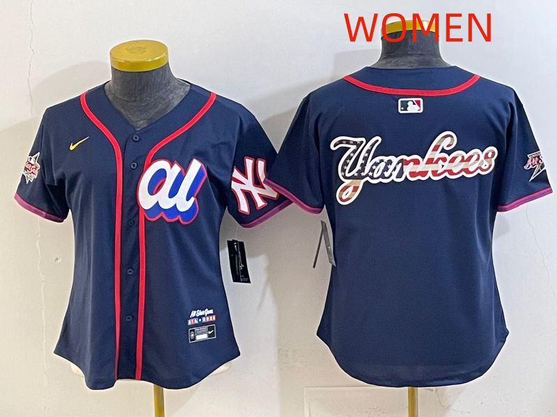 Women 2025 New York Yankees Blank Drak Blue All star Nike MLB Jersey style 04->women mlb jersey->Women Jersey